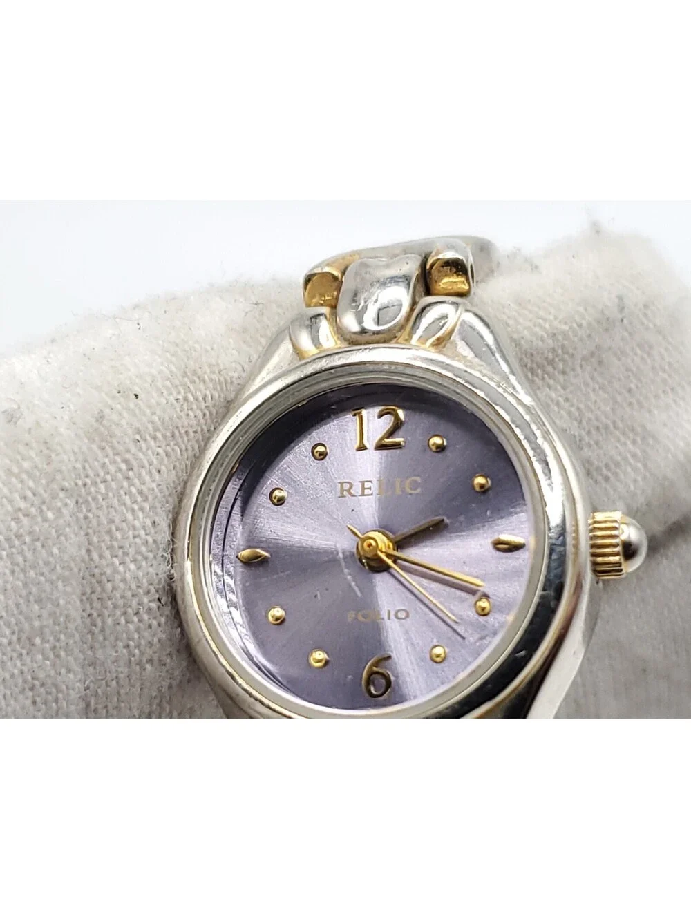 Relic Folio Watch Womens New Battery Blue Dial Silver Tone 18mm